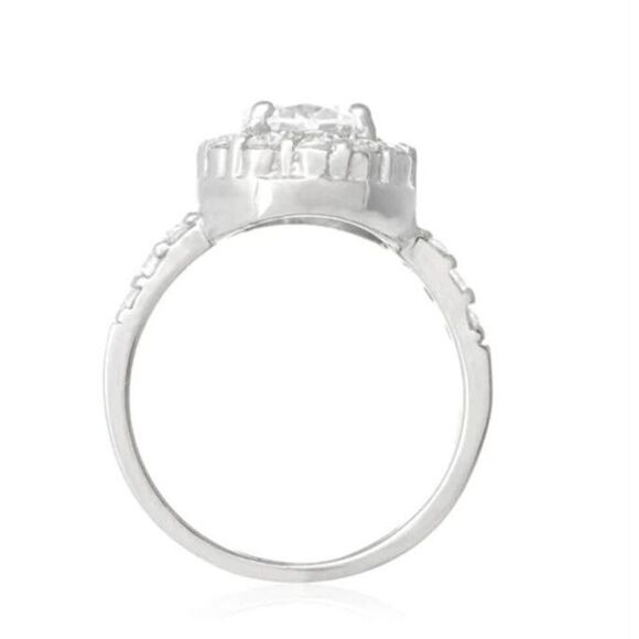 3 Ct. Round Sim Diamond Halo Crown Topiary Bridal/Cocktail Ring Sz 9~925 SS - Picture 5 of 5